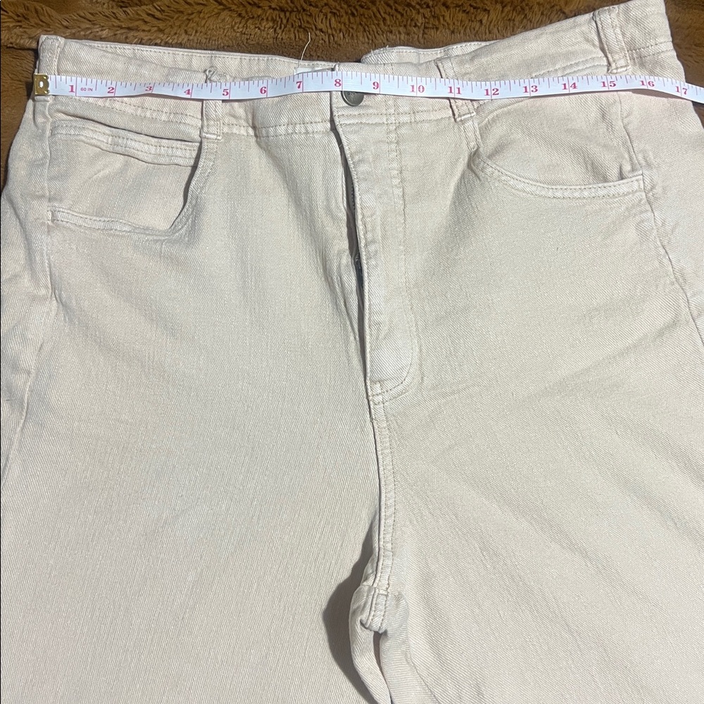 Pilcro Adi Mid Rise Flare Linen Edition: Beige - Picture 6 of 9